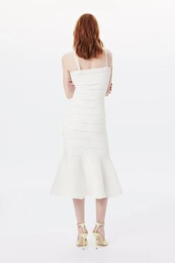 Victoria Beckham Scalloped Strap Flare Dress In White -Victoria Beckham 005 46 VICTORIA BECKHAM SCALLOPED STRAP FLARE DRESS 1322KDR003779A WHITE 0471 2700 4050 LR