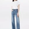 Victoria Beckham Alina High Waisted Patch Pocket Jean In Marble Wash