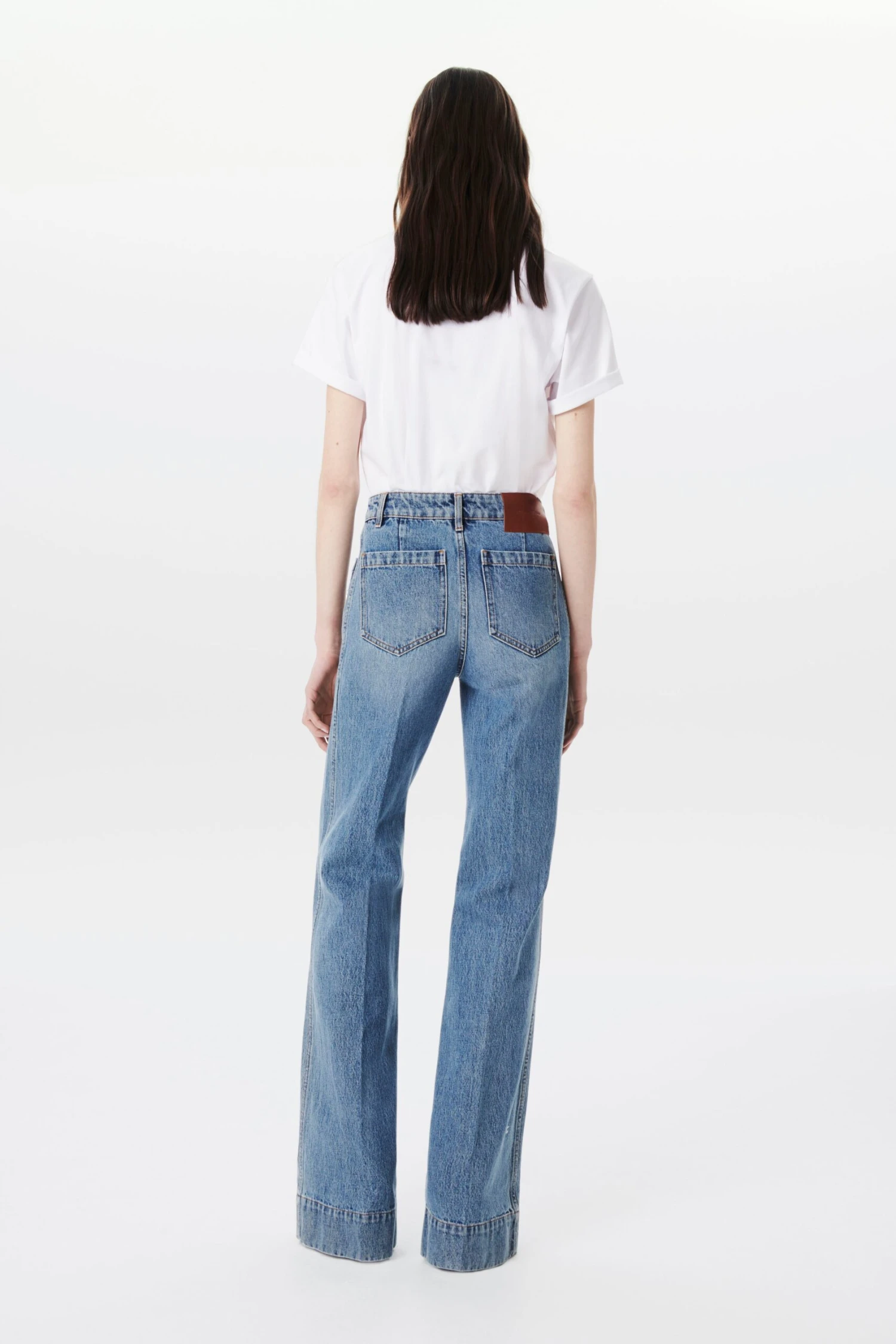 Victoria Beckham Alina High Waisted Patch Pocket Jean In Marble Wash 4 Victoria Beckham Alina High Waisted Patch Pocket Jean In Marble Wash - Image 4