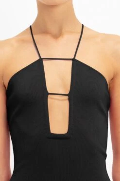 Victoria Beckham Strap Detail Knitted Gown In Black -Victoria Beckham 02 1776 b