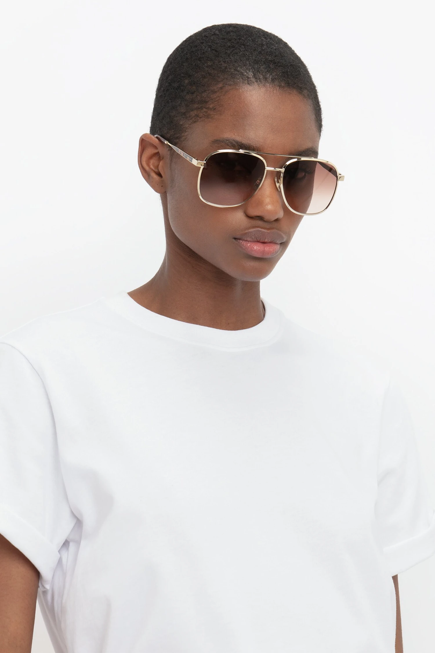 Victoria Beckham Double Bridge V Detail Sunglasses In Gold Brown 6 Victoria Beckham Double Bridge V Detail Sunglasses In Gold Brown - Image 6