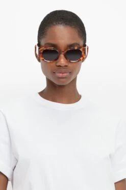 Victoria Beckham Monogram Detail Sunglasses In Blonde Havana -Victoria Beckham 02 5129