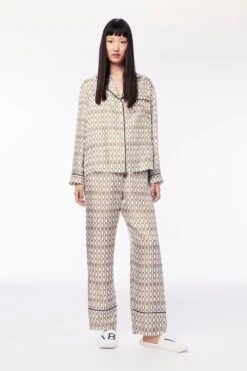 Victoria Beckham Chain Print Pyjama Set In Ivory