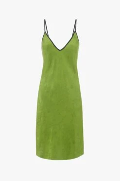 Victoria Beckham Pyjama Slip Dress In Olive