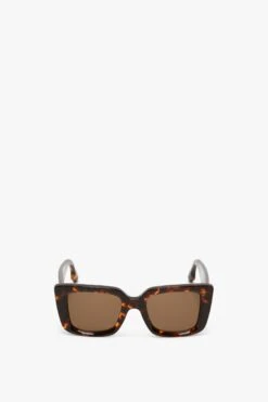 Victoria Beckham VB Monogram Detail Sunglasses In Dark Havana