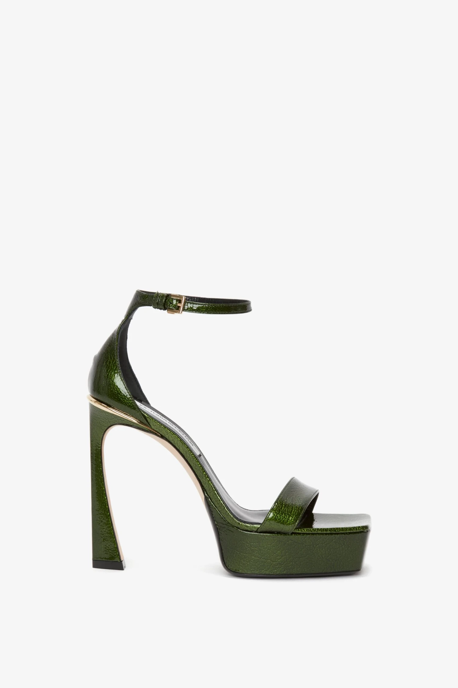 Victoria Beckham Squared Toe Platform Sandal In Green Grained Patent 1 Victoria Beckham Squared Toe Platform Sandal In Green Grained Patent