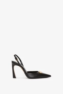 Victoria Beckham Pointy Toe Sling Back In Black Calf