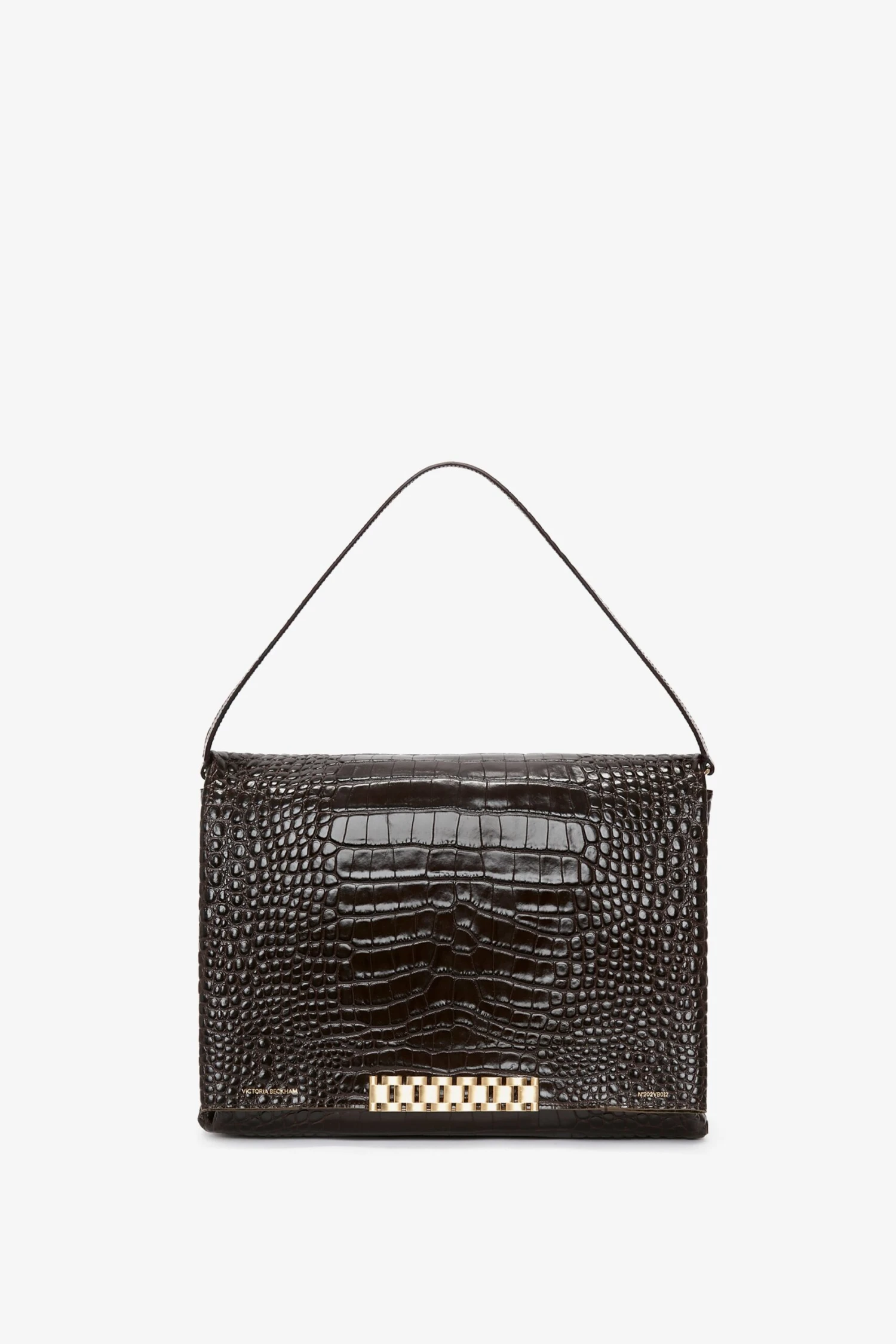 Victoria Beckham Jumbo Chain Pouch In Chocolate Croc-Effect Leather 2 Victoria Beckham Jumbo Chain Pouch In Chocolate Croc-Effect Leather - Image 2