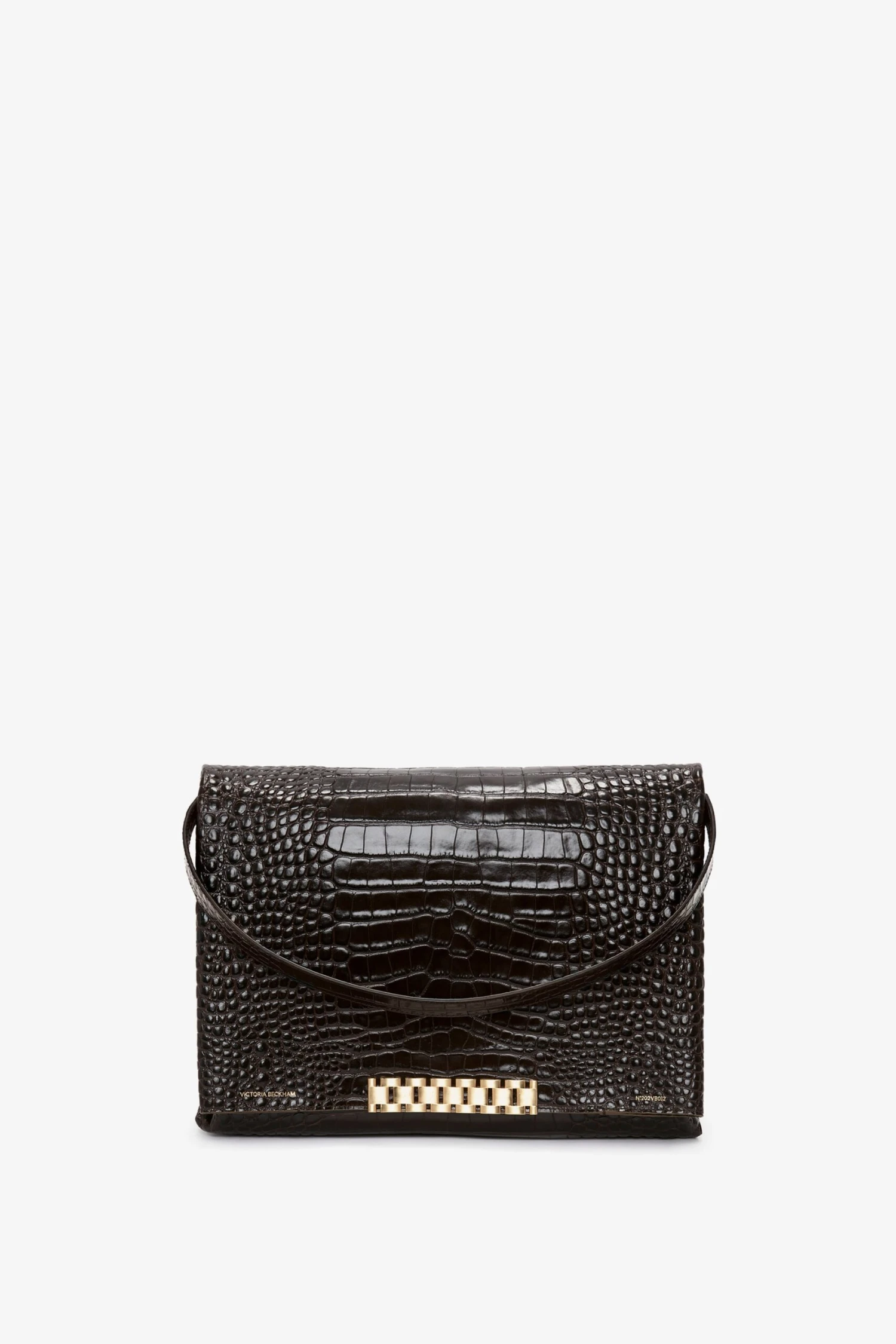 Victoria Beckham Jumbo Chain Pouch In Chocolate Croc-Effect Leather 3 Victoria Beckham Jumbo Chain Pouch In Chocolate Croc-Effect Leather - Image 3