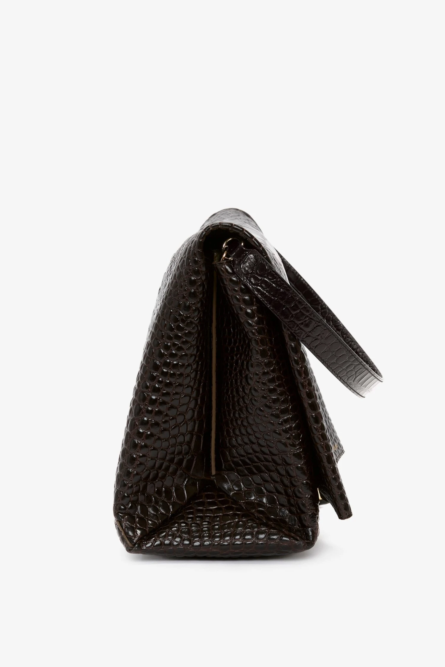 Victoria Beckham Jumbo Chain Pouch In Chocolate Croc-Effect Leather 6 Victoria Beckham Jumbo Chain Pouch In Chocolate Croc-Effect Leather - Image 6