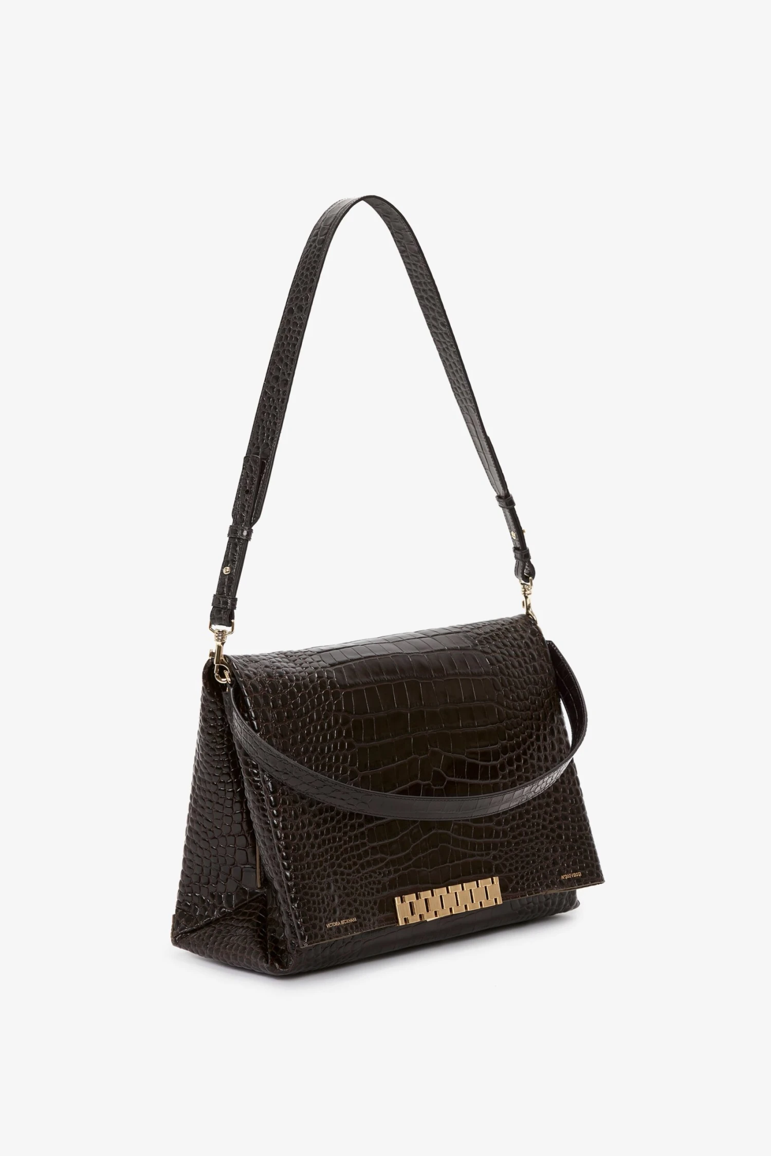 Victoria Beckham Jumbo Chain Pouch In Chocolate Croc-Effect Leather 4 Victoria Beckham Jumbo Chain Pouch In Chocolate Croc-Effect Leather - Image 4