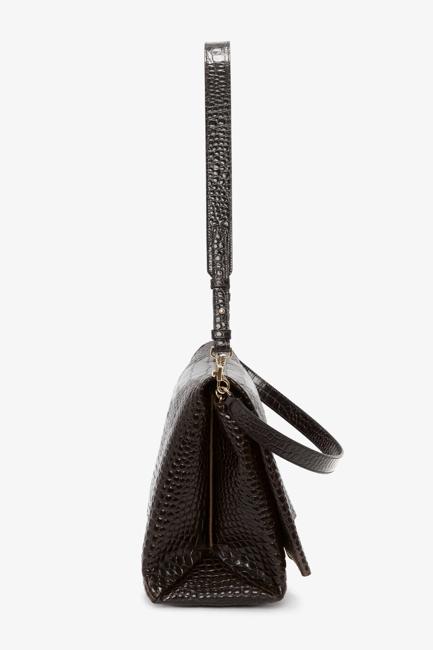 Victoria Beckham Jumbo Chain Pouch In Chocolate Croc-Effect Leather 8 Victoria Beckham Jumbo Chain Pouch In Chocolate Croc-Effect Leather - Image 8