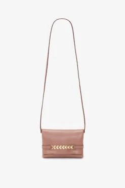 Victoria Beckham Mini Chain Pouch With Long Strap In Truffle Leather