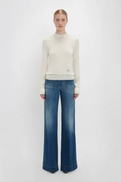 Victoria Beckham Merino Crew Jumper In Ivory