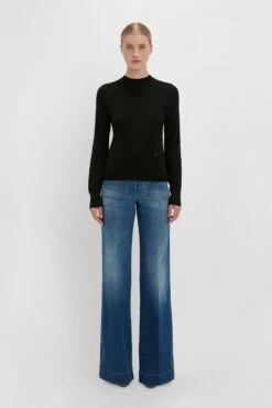Victoria Beckham Merino Crew Jumper In Black