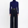 Victoria Beckham Polo Neck Jumper In Navy