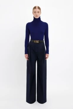 Victoria Beckham Polo Neck Jumper In Navy