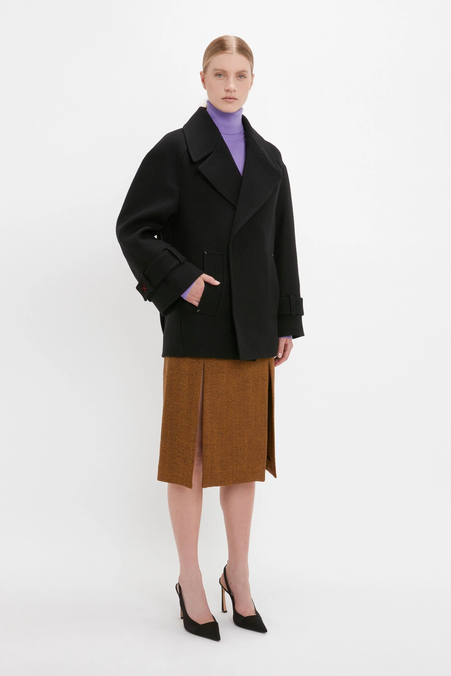 Victoria Beckham Oversized Pea Coat In Black 2 Victoria Beckham Oversized Pea Coat In Black - Image 2