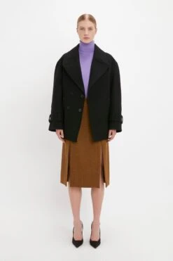Victoria Beckham Oversized Pea Coat In Black