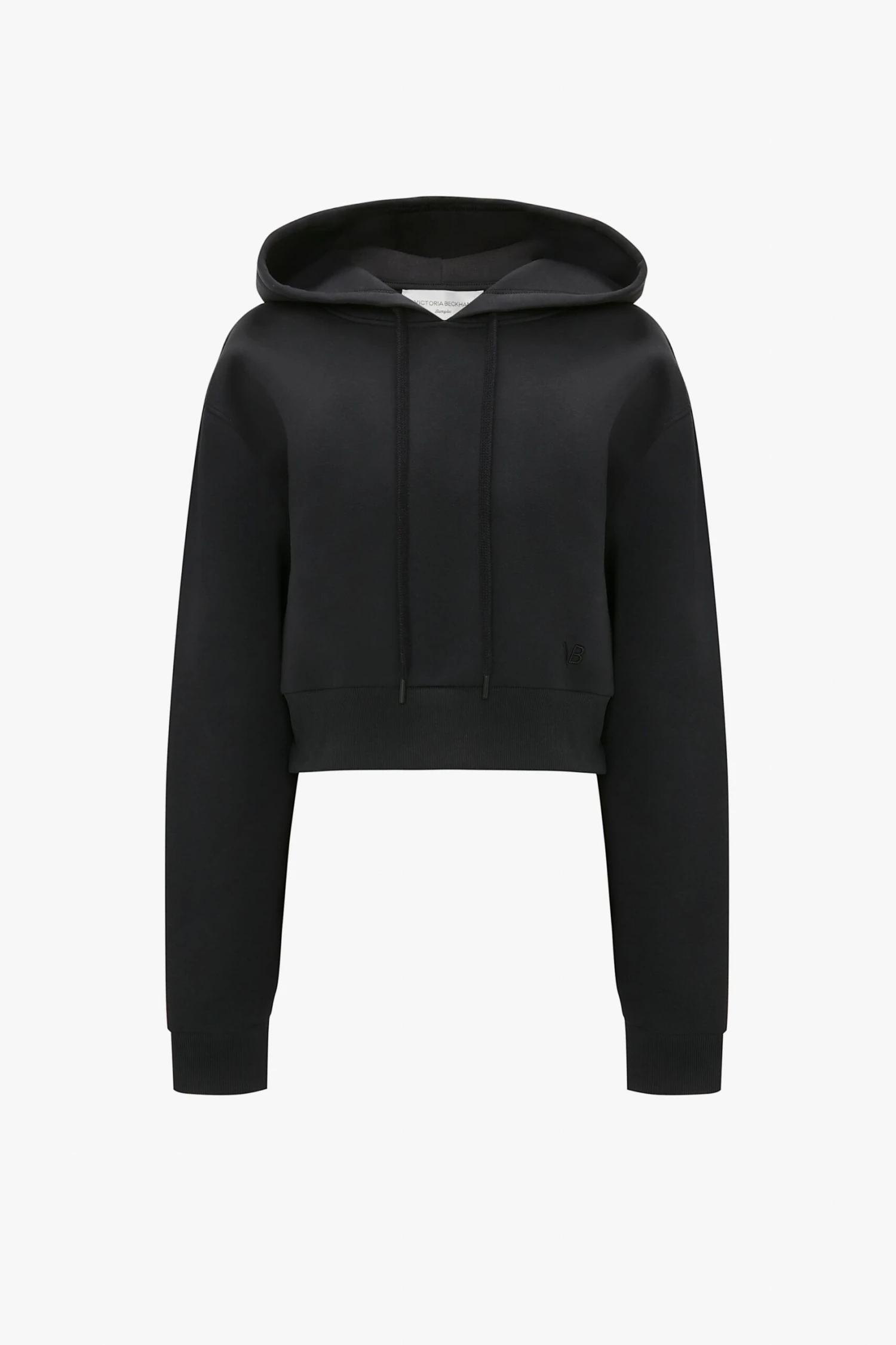 Victoria Beckham Cropped Neoprene Hoodie In Black 7 Victoria Beckham Cropped Neoprene Hoodie In Black - Image 7