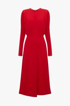 Victoria Beckham Dolman Midi Dress In Red -Victoria Beckham 20230616 VB ecom 11751 1124WDR005231A SS24P WARDROBE