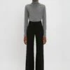 Victoria Beckham Polo Neck Jumper In Grey Melange