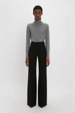 Victoria Beckham Polo Neck Jumper In Grey Melange