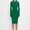 Victoria Beckham Long Sleeve T-Shirt Fitted Dress In Emerald