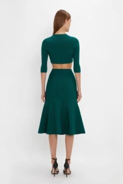 Victoria Beckham VB Body Cropped Cardi In Lurex Green -Victoria Beckham 20230911 VB089