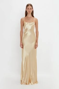Victoria Beckham Exclusive Floor-Length Cami Dress In Gold