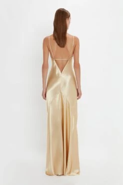 Victoria Beckham Exclusive Floor-Length Cami Dress In Gold -Victoria Beckham 20230911 VB176