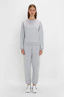 Victoria Beckham Football Sweatshirt In Grey Marl