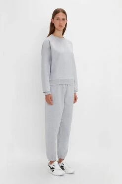 Victoria Beckham Football Joggers In Grey Marl -Victoria Beckham 20230911 VB204