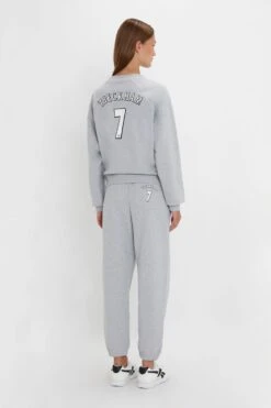 Victoria Beckham Football Sweatshirt In Grey Marl -Victoria Beckham 20230911 VB210