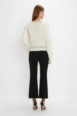 Victoria Beckham V-Neck Jumper In Natural -Victoria Beckham 20230911 VB219