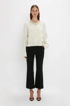 Victoria Beckham V-Neck Jumper In Natural