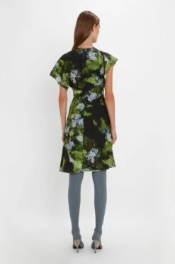 Victoria Beckham Twist Shoulder Dress In Black Frost -Victoria Beckham 20230911 VB292