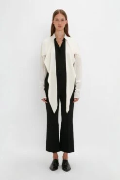 Victoria Beckham Oversized Bow Detail Blouse In Vanilla