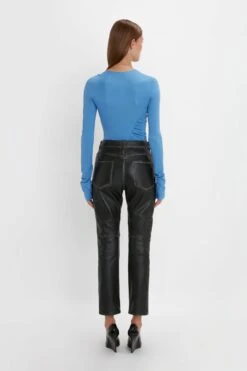 Victoria Beckham Tie Detail Top In Oxford Blue -Victoria Beckham 20230911 VB364 f039ec2d d8a5 4eb8 8112 ac70f2720fb1