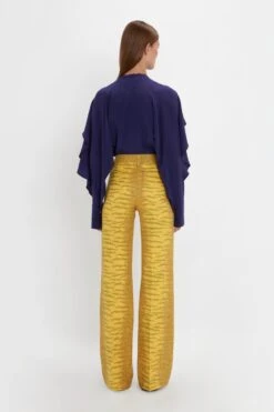 Victoria Beckham Alina Trouser In Yellow-Maple Tiger Print -Victoria Beckham 20230911 VB394