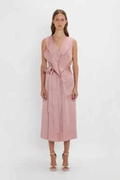 Victoria Beckham Trench Dress In Peony