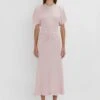 Victoria Beckham Gathered Waist Midi Dress In Blush