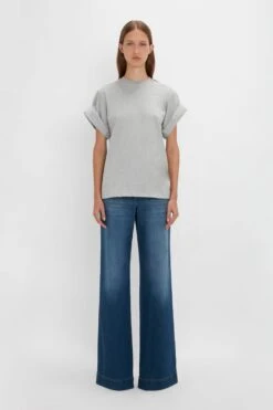 Victoria Beckham Relaxed Fit T-Shirt In Grey Marl -Victoria Beckham 20230912 VB 562