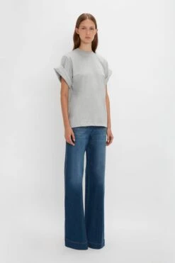 Victoria Beckham Relaxed Fit T-Shirt In Grey Marl -Victoria Beckham 20230912 VB 564