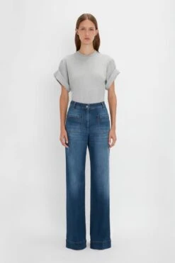 Victoria Beckham Relaxed Fit T-Shirt In Grey Marl