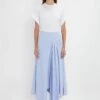 Victoria Beckham Asymmetric Tie Detail Skirt In Frost