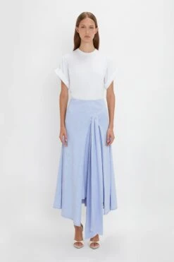 Victoria Beckham Asymmetric Tie Detail Skirt In Frost