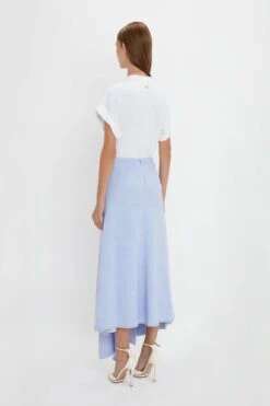 Victoria Beckham Asymmetric Tie Detail Skirt In Frost -Victoria Beckham 20230912 VB 603 5ee353d9 b8d4 4c73 b38e 1f3273381872