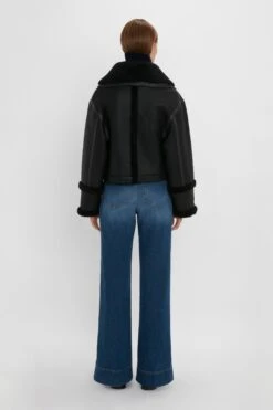 Victoria Beckham Shearling Jacket In Black -Victoria Beckham 20230912 VB 669