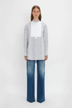 Victoria Beckham Tuxedo Bib Shirt In Black And Off-White -Victoria Beckham 20230912 VB 677